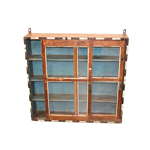 Early Country Store Wall Cabinet With Unique Sliding Doors- Original Paint And Hardware- 36" X 38" X