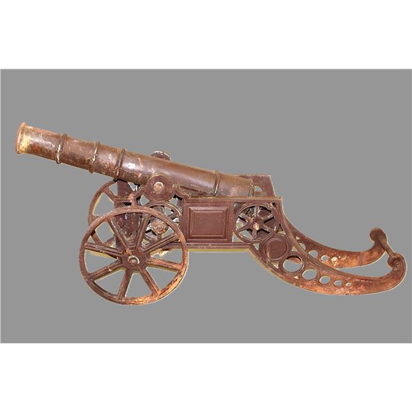 Antique Iron Wheeled Canon- 3" Bore- 61"L X 27"H- Rolls Good- Cool Piece