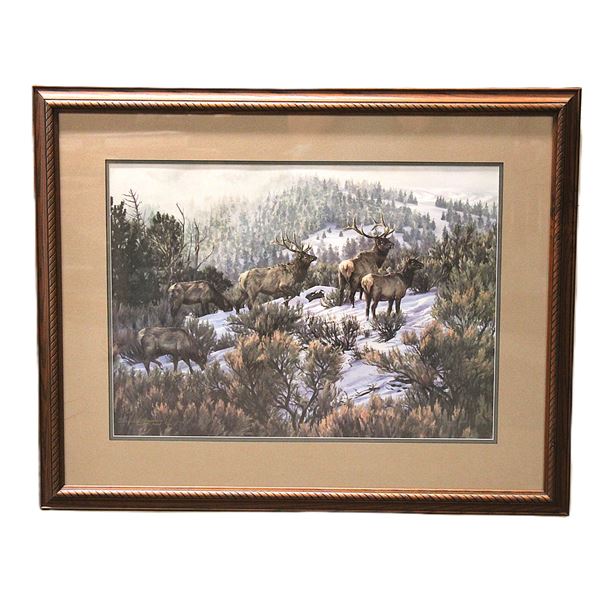 Signed And Numbered Robert Neaves Elk Artist Proof- 18/50- 1987- 35" X 28"