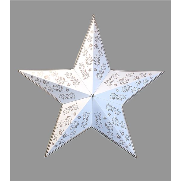 48" White Tin Star With Leaf Overlay