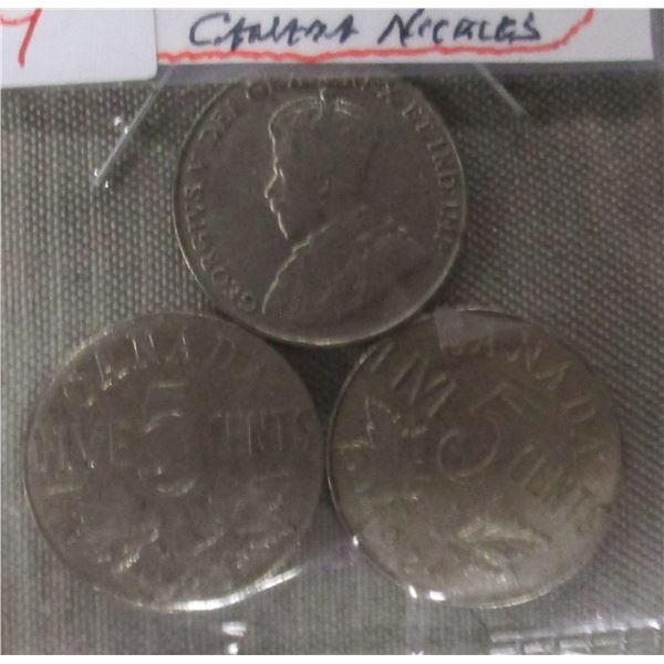 1922, 1923, & 1924 CANADA KING GEORGE V NICKELS