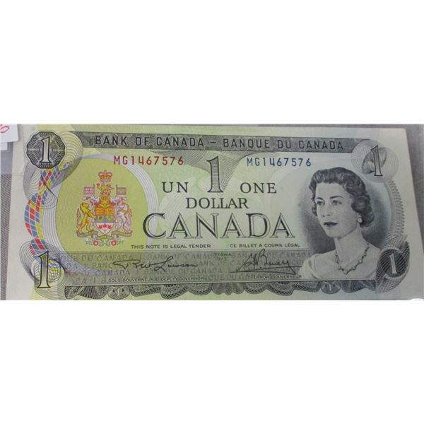 1973 CRISP UNCIRCULATED LAST OF CANADA $1 BILL