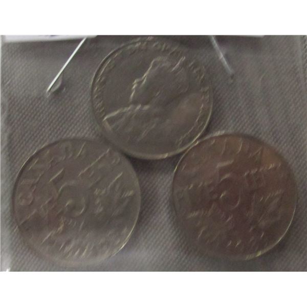 1929, 1930 & 1931 CANADA KING GEORGE V NICKELS