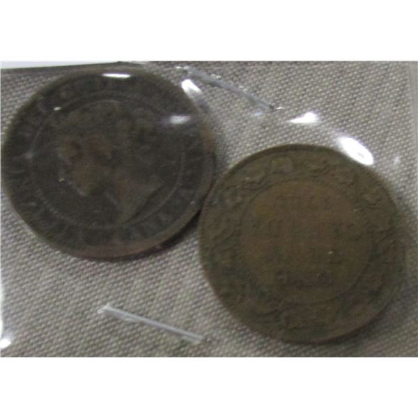 1900 VICTORIAN & 1920 KING GEORGE V CANADA LARGE PENNIES