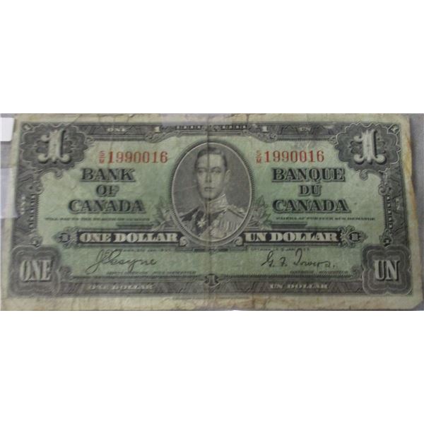 1937 CANADA KING GEORGE VI LEGAL TENDER $1 BILL