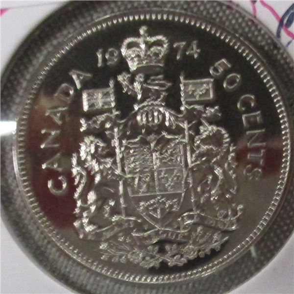 1974 PROOF CAMEO CANADA HALF DOLLAR