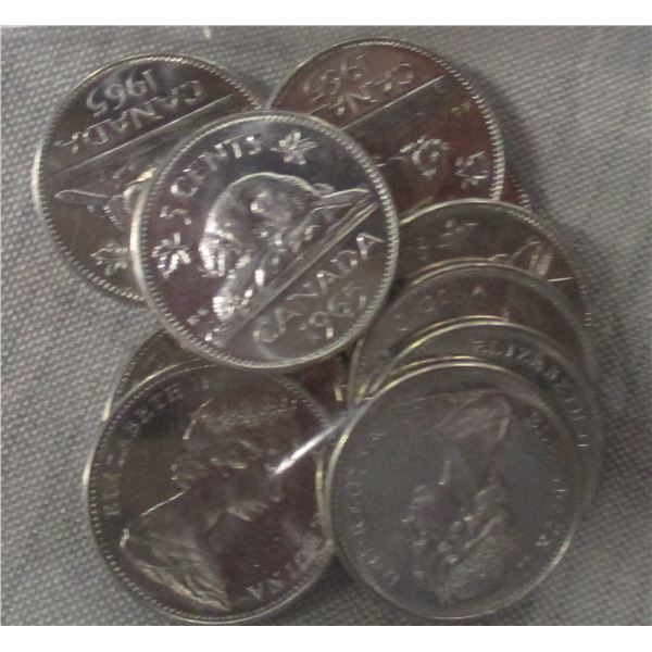 1965 LOT OF 10 CH/BU CANADA NICKELS