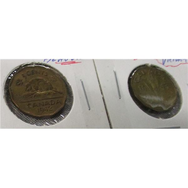 1942 & 1943 WORLD WAR CANADA NICKELS