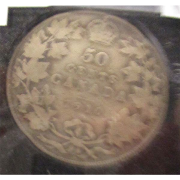 1910 CANADA KING EDWARD VII SILVER HALF DOLLAR