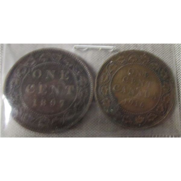 1897 - 1914 CANADA VICTORIAN KING GEORGE V PENNIES