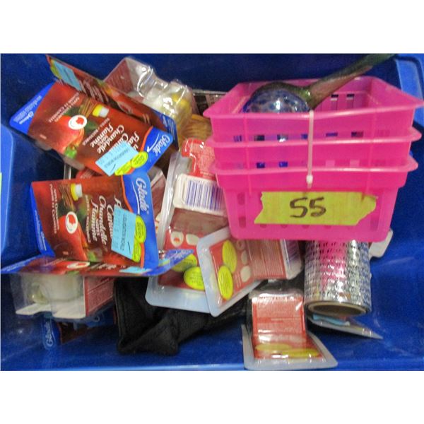 BOX C/W FLAMELESS CANDLES, ETC
