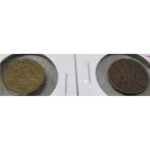 1942 & 1943 CANADA WORLD WAR NICKELS