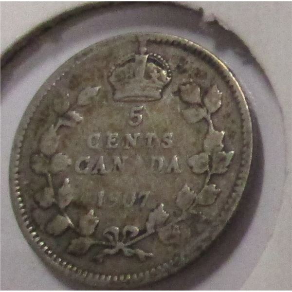 1907 CANADA KING EDWARD VII SILVER FIVE CENT