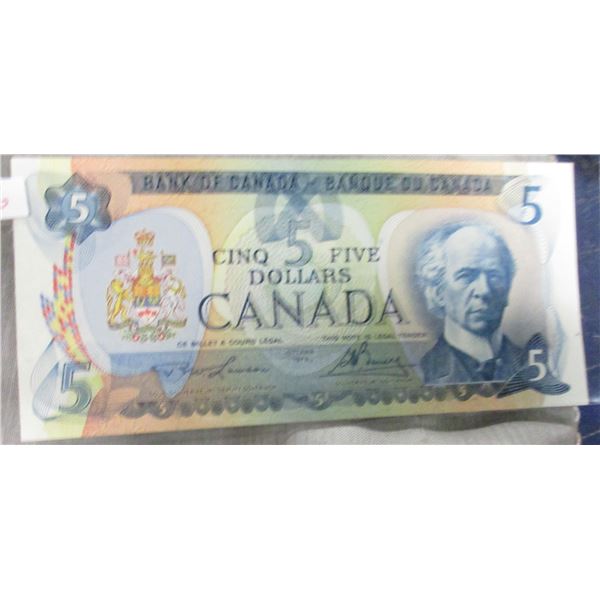 1979 MULTI COLORED LEGAL TENDER CANADA $5 BILL