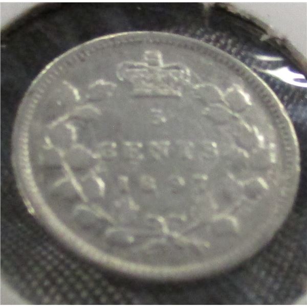 1897 CANADA VICTORIAN SILVER FIVE CENT