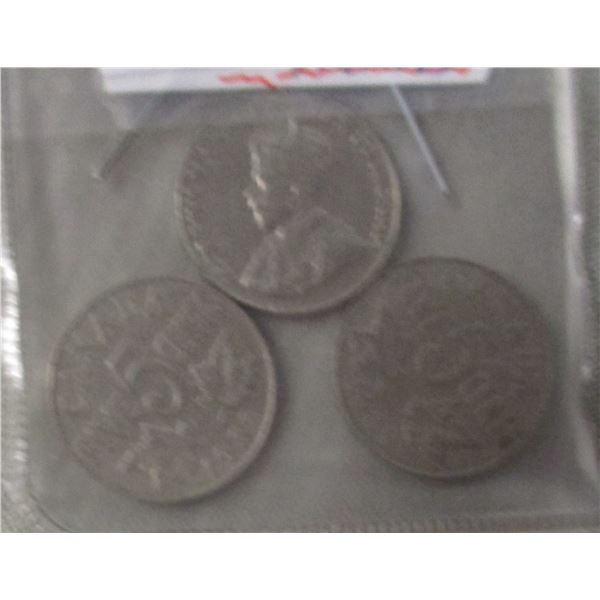1934, 1935, & 1936 CANADA KING GEORGE V NICKELS