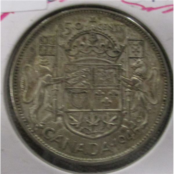 1945 CANADA KING GEORGE VI SILVER HALF DOLLAR
