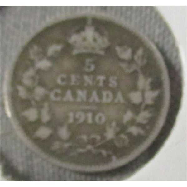 1910 CANADA KING EDWARD VII SILVER FIVE CENT