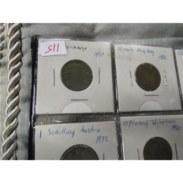 STOCK SHEET OF 20 COLLECTABLE WORLD COINS