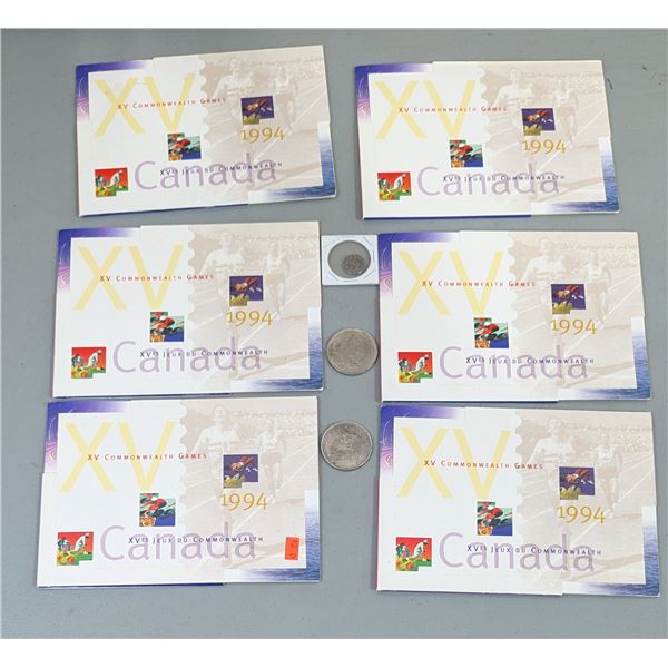 1994 Canada Commonwealth Games Stamp Sets, 2 Asian Coins, & Egyptian Coin