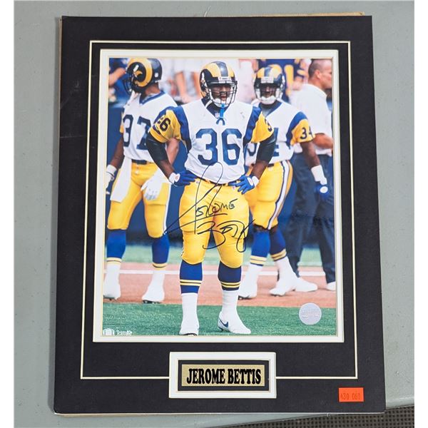 Autographed NFL Los Angeles Rams Jerome Bettis Football Picture w/ COA