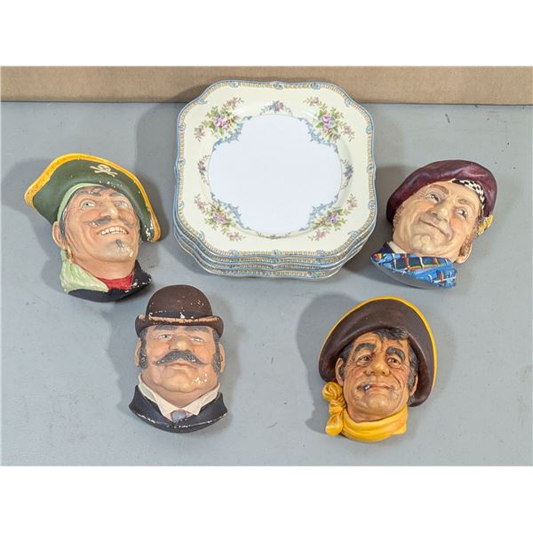 Lot of Legan Products Chalkware Wall Hangings & Hand-Painted Noritake Plates Made in Japan