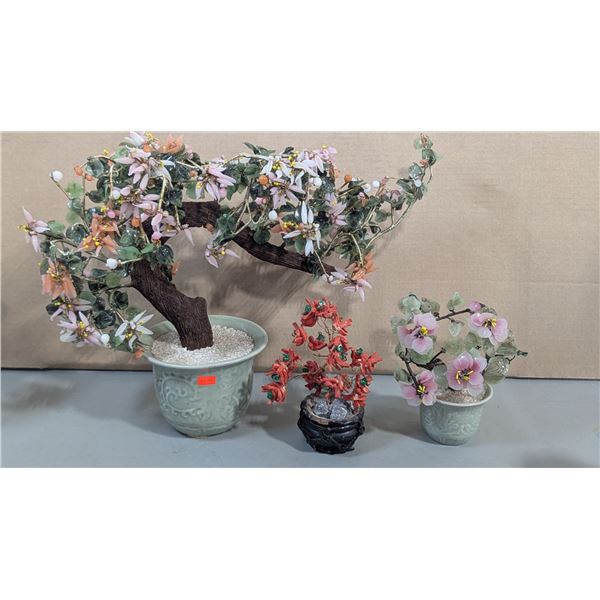 3 Asian Stone Bonsai Trees