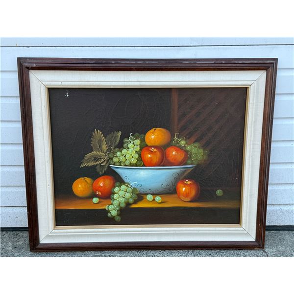Original Oil On Canvas Painting - Still Fruit Basket Scene