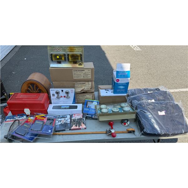 Variety Lot: Cane, Bags, Lights, Rodent Trap, Radio, Cameras, & More