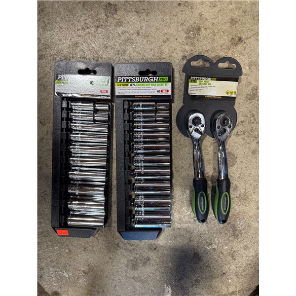 New Pittsburgh Items: 10pc Socket Sets & 2pc Ratchet Set