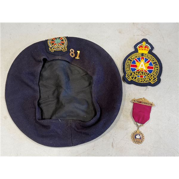 Vintage Legion Collectibles: Beret, Patch, & Past President Badge