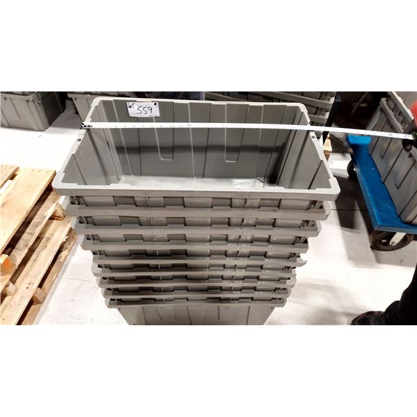 LOT DE 10 BOÎTES EN PLASTIQUE EMPILABLES, 17 X 27 PO