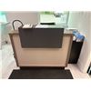 Image 1 : Small reception desk with office chair and black filing cabinet