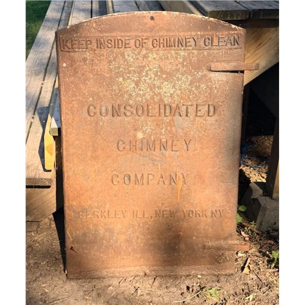 VINTAGE HEAVY CAST IRON CLEAN-OUT ACCESS CHIMNEY DOOR
