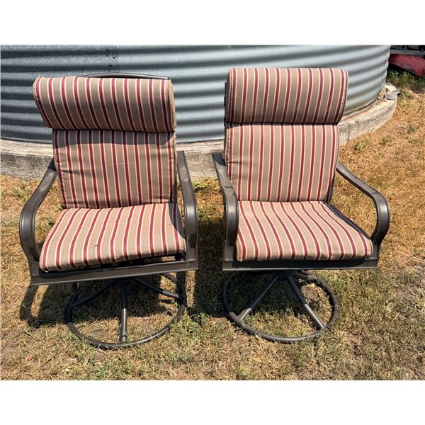 OUTDOOR PATIO HIGH-BACK SWIVEL ROCKER CHAIRS, PAIR