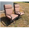Image 3 : OUTDOOR PATIO HIGH-BACK SWIVEL ROCKER CHAIRS, PAIR
