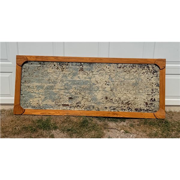 LARGE ANTIQUE, DISTRESSED EMBOSSED METAL CEILING TILE - CUSTOM FRAMED