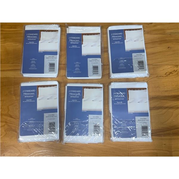 ARCTIC WHITE PILLOWCASES; NEW, NEVER USED; 6 PACKAGES OF TWO (12 TOTAL)