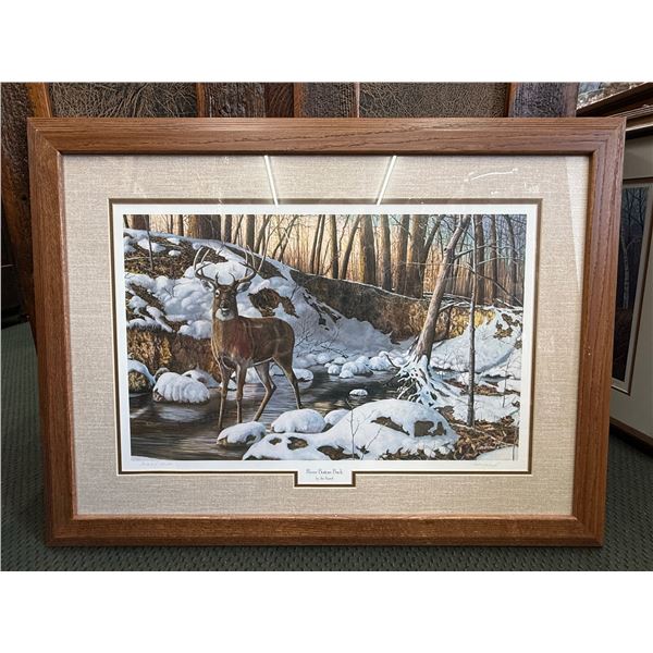 "RIVER BOTTOM BUCK" BY JIM HANSEL SIGNED AND NUMBERED FRAMED PRINT