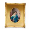 Image 1 : Framed Leslie Johnson Hand-Painted Plaque, Portrait of a Young Lady in Blue