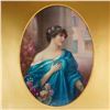 Image 2 : Framed Leslie Johnson Hand-Painted Plaque, Portrait of a Young Lady in Blue