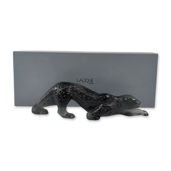 Lalique Black Crystal Zeila Panther Sculpture