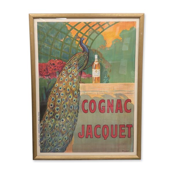 Camille Bouchet (French 1799-1890) Art Nouveau Lithograph Poster, Cognac Jacquet