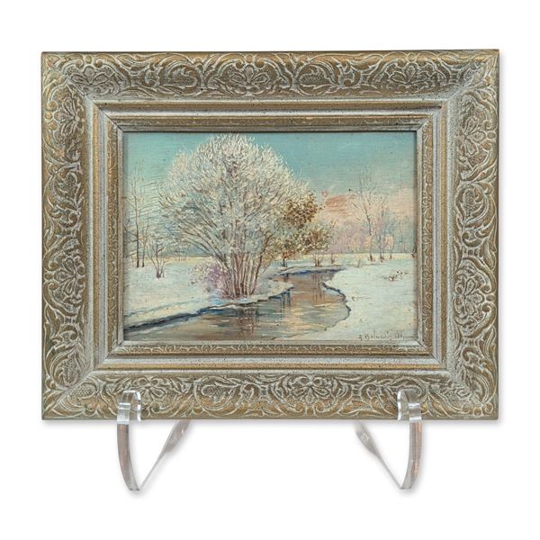 Framed Original Oil on Board, Winter Landscape, Signed