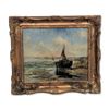 Image 1 : T. McLeod Coastal Scene with Sailing Vessel Oil on Board