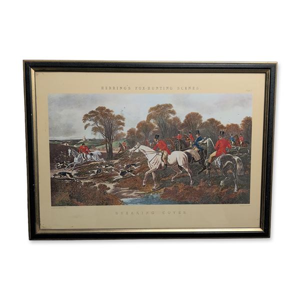 John Frederick Herring, Sr. (British, 1795-1865) Hand-colored Engraving, Breaking Cover