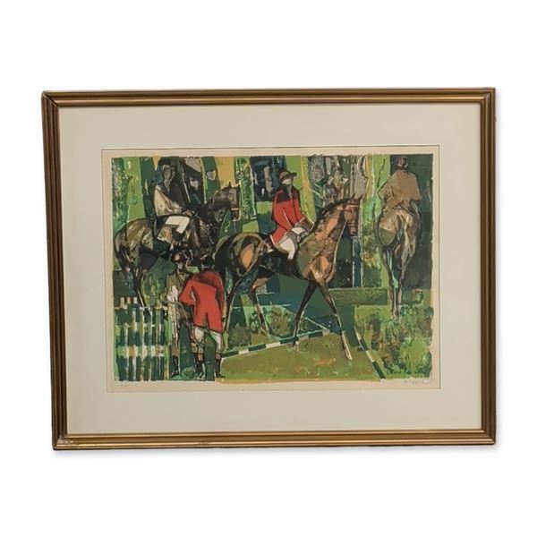 Camille Hilaire (French, 1916-2004), Artist Proof Lithograph on Paper, Horses and Riders, Signed