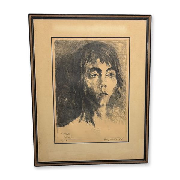 Raphael Soyer (American, 1899-1987), Lithograph on Paper, Girl with Parted Lips, Signed