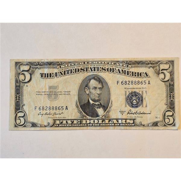 1953-A FIVE DOLLARS SILVER CERTIFICATE NOTE
