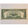 Image 2 : 1953-A FIVE DOLLARS SILVER CERTIFICATE NOTE